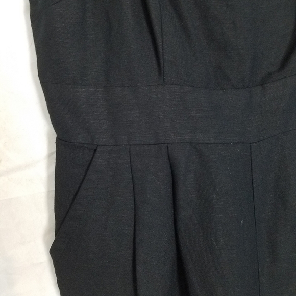 Loft black scalloped hem spaghetti strap linen blend romper - Picture 4 of 9